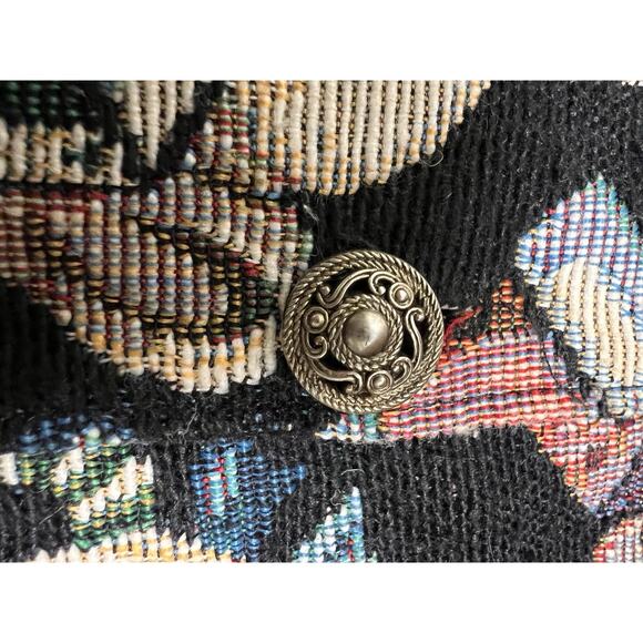 Vintage 90s Tapestry Vest Christmas Party Teddy Bears Medium Tacky Fun Gifts - Picture 4 of 8